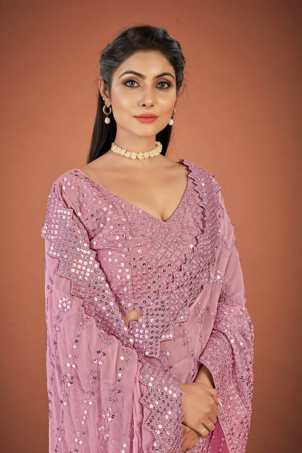 Vamsee Onoin Georgette Designer Saree - Swadesiicart