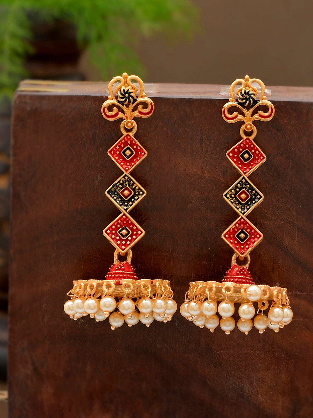Shoshaa Gold-Toned Contemporary Jhumka Earrings | Swadesiicart