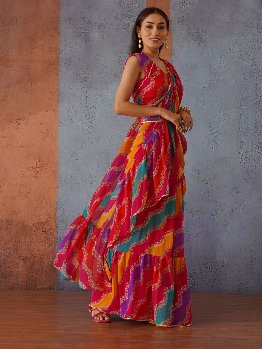 Tikhi Imli Leheriya Gotta Patti Saree | Swadesiicart