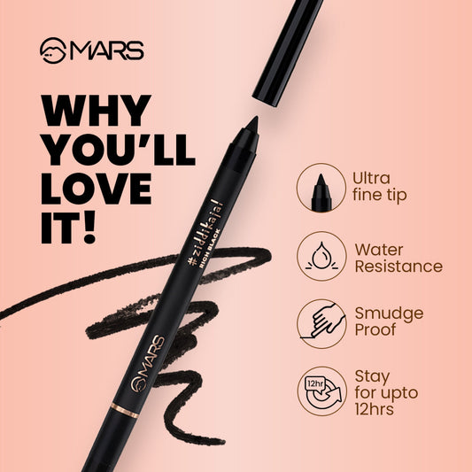 MARS Cosmetics Ziddi Kajal - Black - Swadesiicart