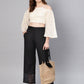 Juniper Women Black Cotton Flex Solid Wide Leg Palazzo | Swadesiicart