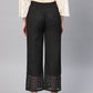 Juniper Women Black Cotton Flex Solid Wide Leg Palazzo | Swadesiicart