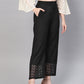 Juniper Women Black Cotton Flex Solid Wide Leg Palazzo | Swadesiicart