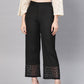 Juniper Women Black Cotton Flex Solid Wide Leg Palazzo | Swadesiicart