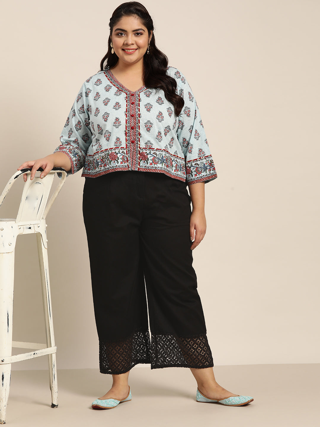Juniper Women Black Cotton Flex Solid Wide Leg Palazzo | Swadesiicart