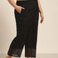 Juniper Women Black Cotton Flex Solid Wide Leg Palazzo | Swadesiicart