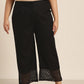 Juniper Women Black Cotton Flex Solid Wide Leg Palazzo | Swadesiicart