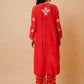 HOUSE OF KARI Ethnic Motifs Chikankari Silk Kurta | Swadesiicart
