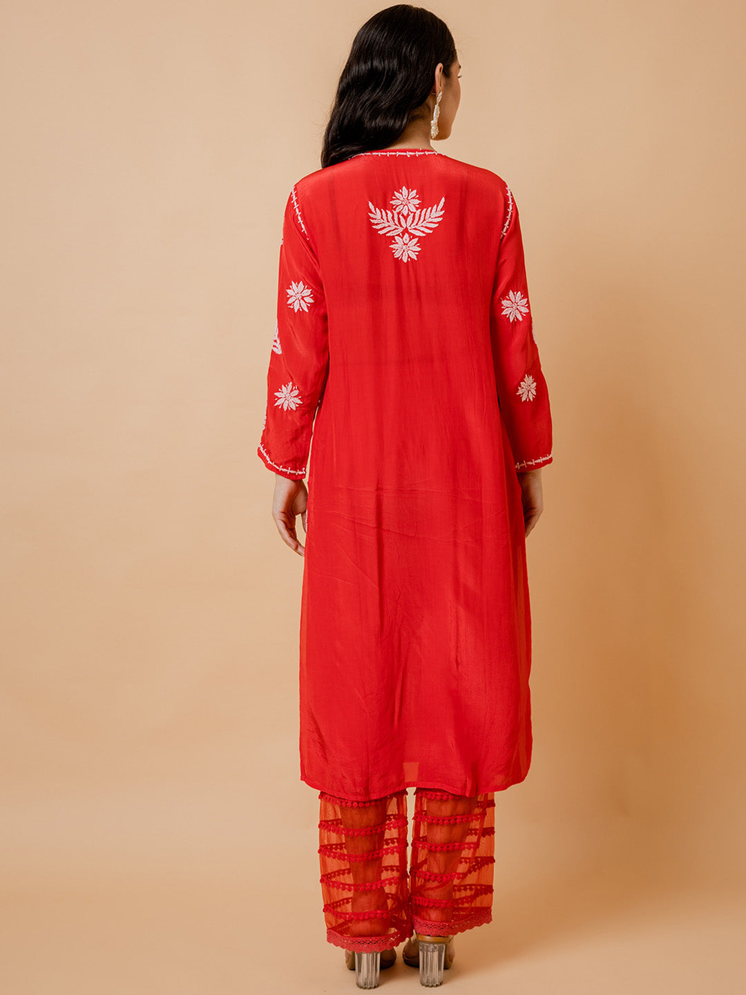 HOUSE OF KARI Ethnic Motifs Chikankari Silk Kurta | Swadesiicart