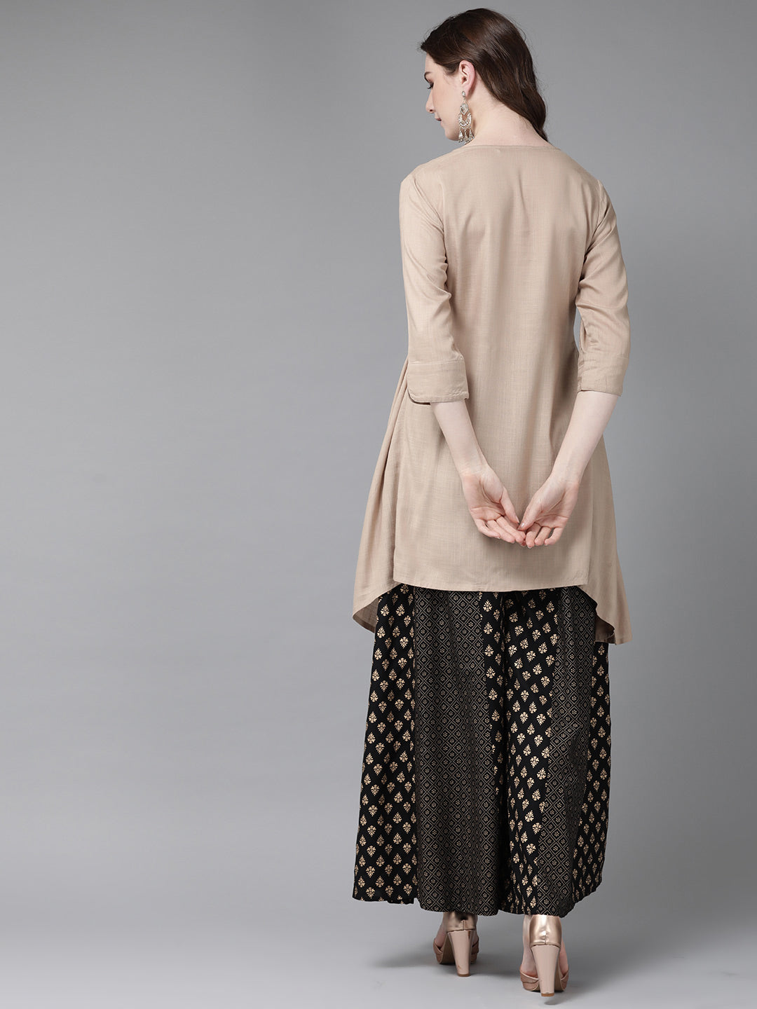 Juniper Womens Beige Rayon Slub Solid Kurta - Swadesiicart