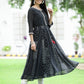 Juniper Women's Black Georgette Printed Anarkali Kurta | Swadesiicart