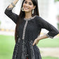 Juniper Women's Black Georgette Printed Anarkali Kurta | Swadesiicart