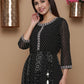 Juniper Womens Black Georgette Bandhani Print Kurta | Swadesiicart