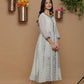 Juniper Womens Ivory Georgette Bandhani Print Kurta - Swadesiicart