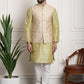 Sojanya Men Lime Green Ethnic Motifs Printed Kurta with Pyjamas & Nehru Jacket | Swadesiicart