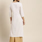 Juniper Women White Cotton Voile Embroidered Straight Kurta - Swadesiicart