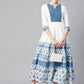 Juniper Women Blue Cotton Embroidered & Printed Tiered Dress | Swadesiicart