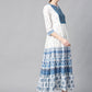 Juniper Women Blue Cotton Embroidered & Printed Tiered Dress | Swadesiicart