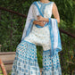 Juniper Womens Blue Embroidered And Printed Kurta Sharara Dupatta Set | Swadesiicart