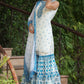 Juniper Womens Blue Embroidered And Printed Kurta Sharara Dupatta Set | Swadesiicart