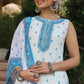 Juniper Womens Blue Embroidered And Printed Kurta Sharara Dupatta Set | Swadesiicart