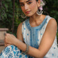Juniper Womens Blue Embroidered And Printed Kurta Sharara Dupatta Set | Swadesiicart