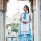 Juniper Womens Blue Embroidered And Printed Kurta Sharara Dupatta Set | Swadesiicart