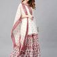Juniper Womens Maroon Embroidered And Printed Kurta Sharara Dupatta Set | Swadesiicart