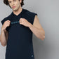 Alcis Men Navy Blue Typography Printed Slim Fit Running T-shirt | Swadesiicart