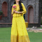 Juniper Women's Yellow Cambric Printed Peplum Clothing Set | Swadesiicart