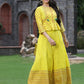 Juniper Women's Yellow Cambric Printed Peplum Clothing Set | Swadesiicart