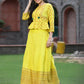 Juniper Women's Yellow Cambric Printed Peplum Clothing Set | Swadesiicart