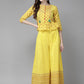 Juniper Women Yellow Cambric Printed Peplum Clothing Set | Swadesiicart