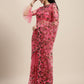 Tikhi Imli Pink & Green Beads and Stones Net Heavy Work Saree | Swadesiicart