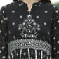 Juniper Womens Black Georgette Foil Printed Circular Kurta Dress With Solid Palazzo Set | Swadesiicart