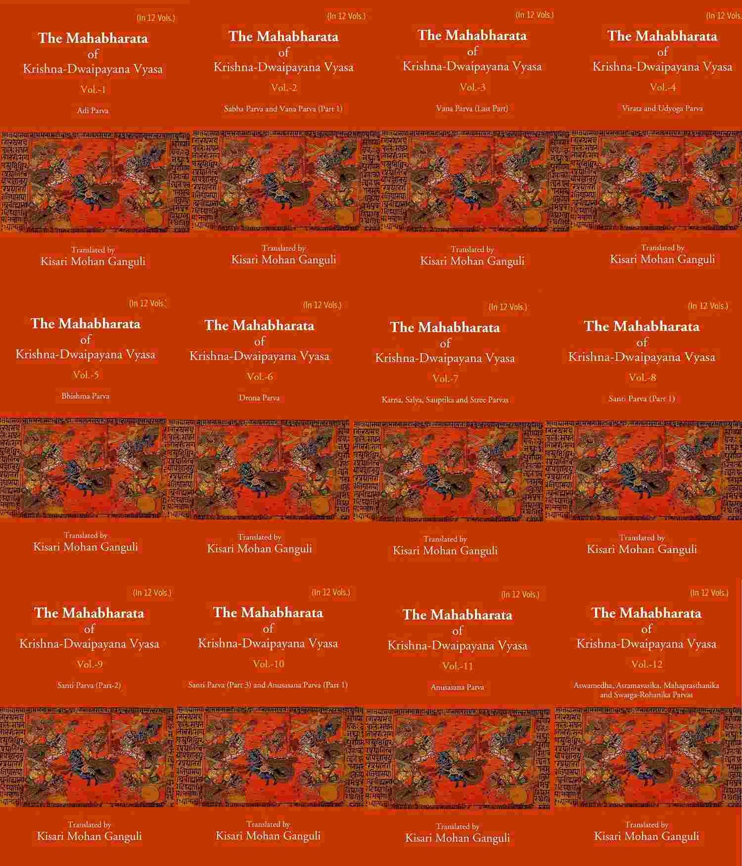 The Mahabharata Of Krishna-Dwaipayana Vyasa 12 Vols. Set - Gyan Books - Swadesiicart