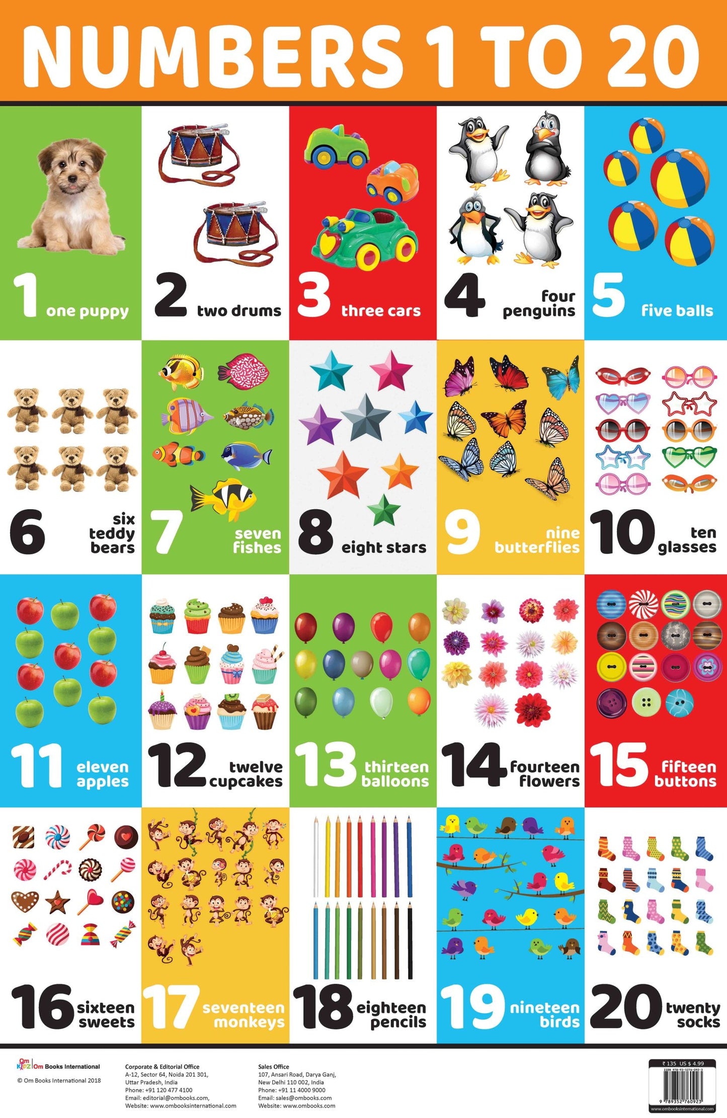 Numbers 1 to 20 : Charts - Om Books - Swadesiicart
