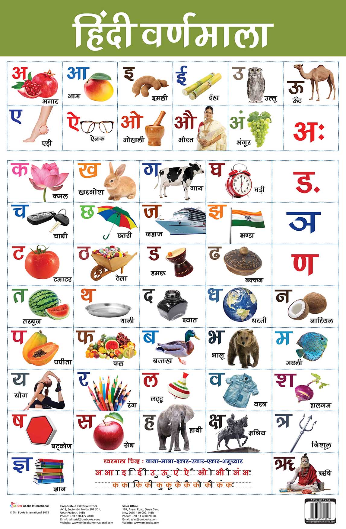 Hindi Varnmala : Charts - Om Books - Swadesiicart