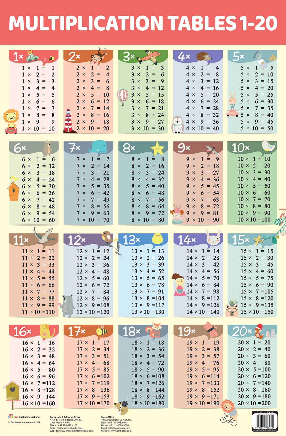 Multiplication 1-20 : Charts - Om Books - Swadesiicart