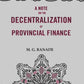 A Note on the Decentralization of Provincial Finance - Gyan Books - Swadesiicart