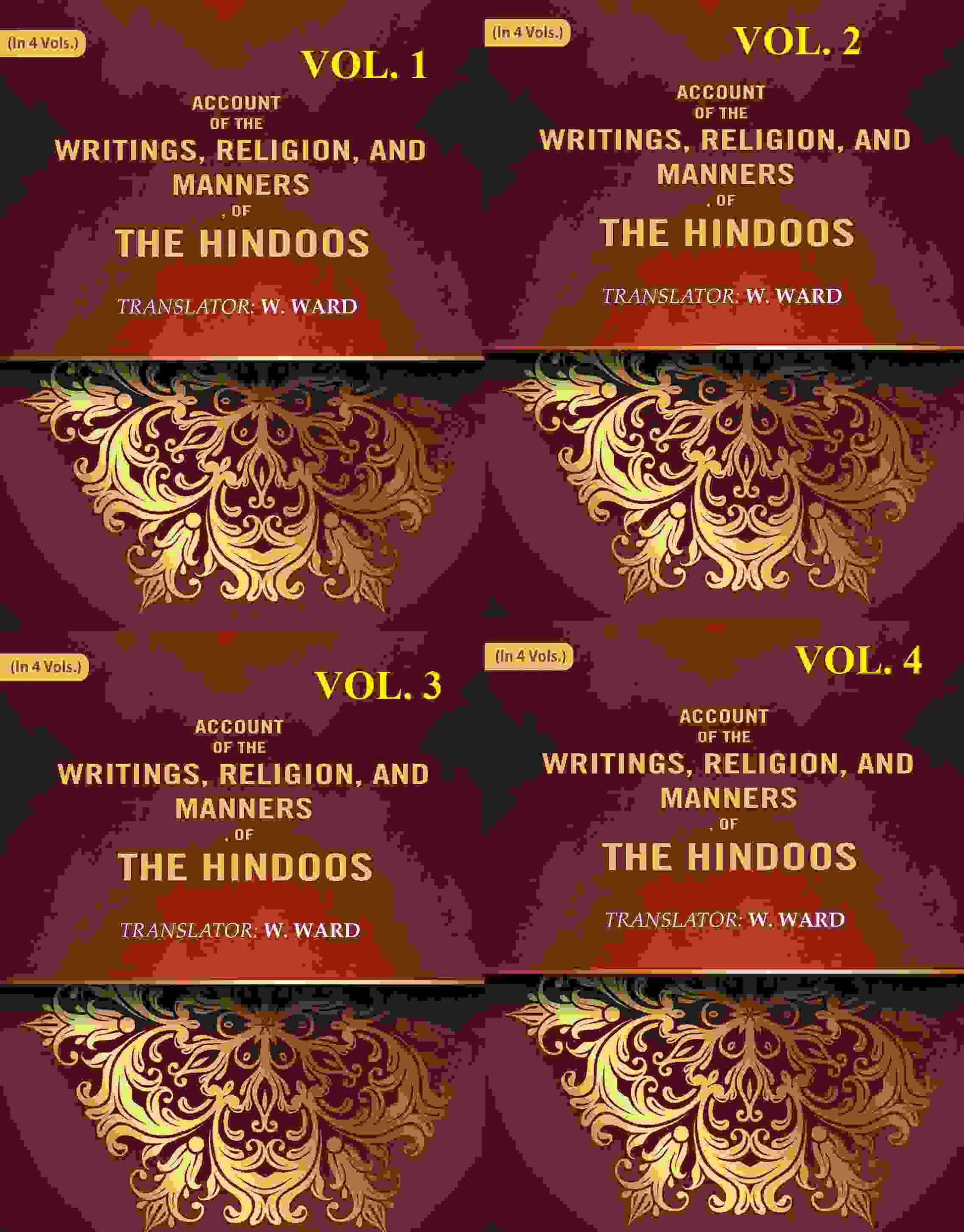 Account of the Writings, Religion, and Manners, of the Hindoos 4 Vols. Set - Gyan Books - Swadesiicart