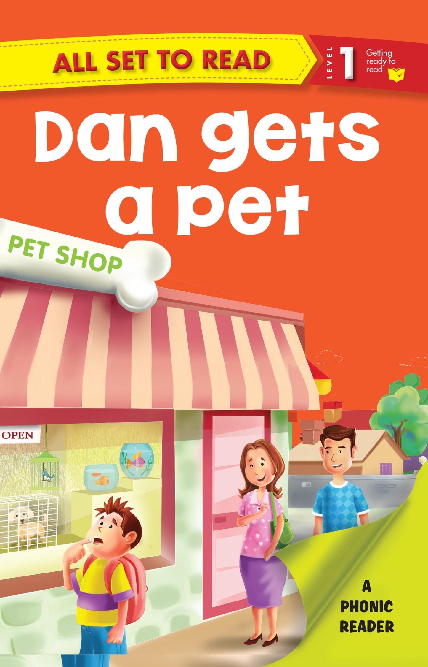 All set to Read A Phonics Reader Dan gets a Pet - Om Books - Swadesiicart