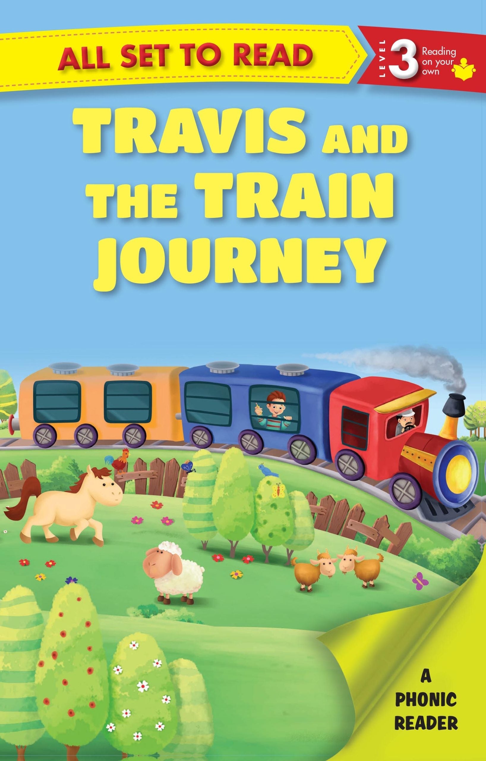 All set to Read A Phonics Reader Travis and the Train Journey - Om Books - Swadesiicart