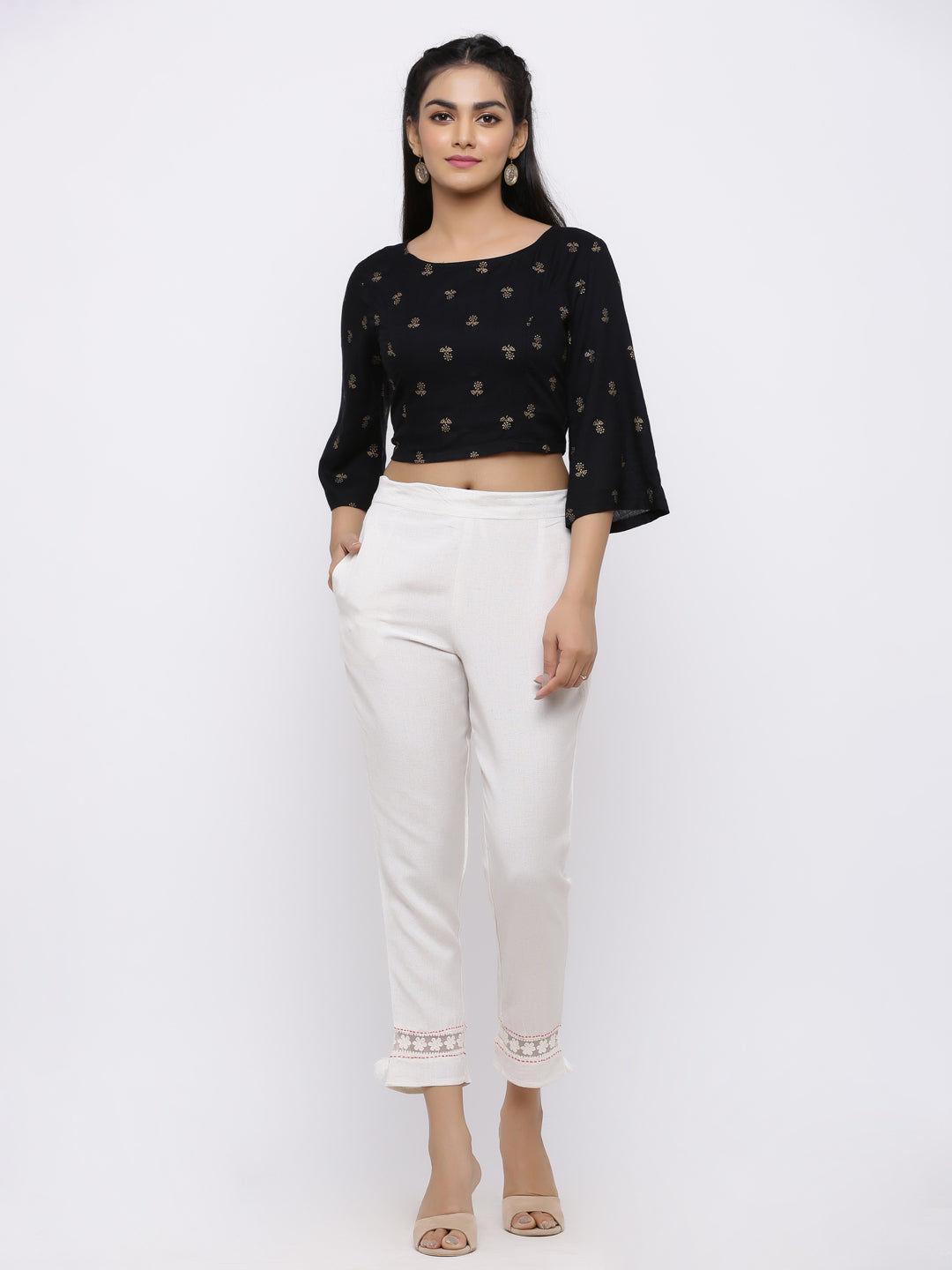Juniper Women White Rayon Flex Solid Slim Fit Pant/Slim Pant | Swadesiicart