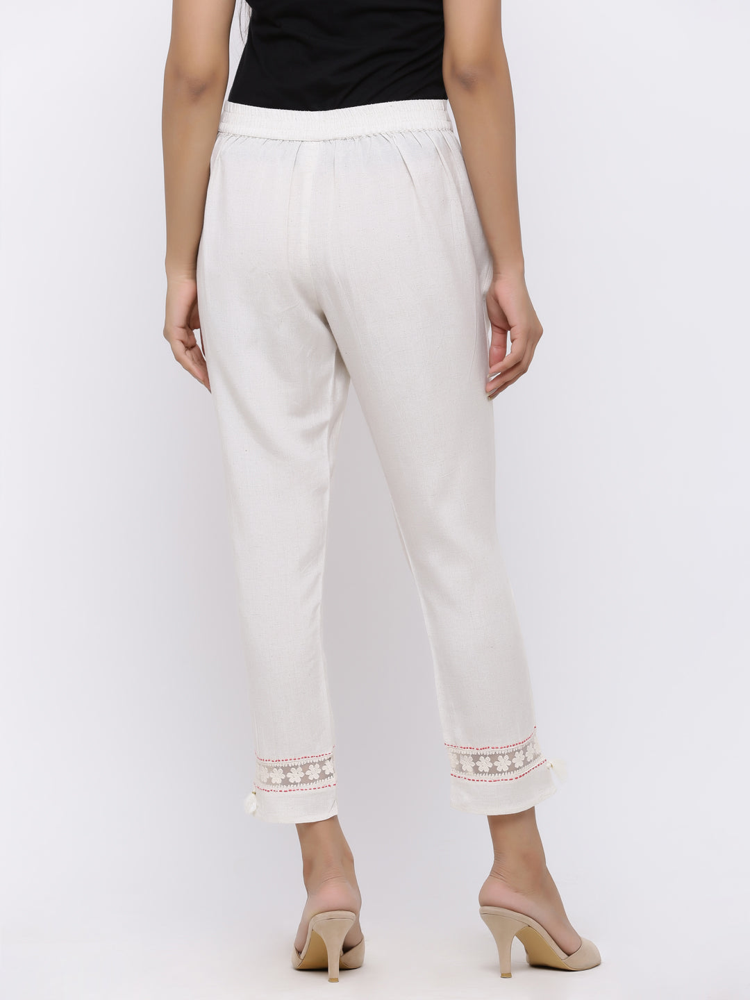 Juniper Women White Rayon Flex Solid Slim Fit Pant/Slim Pant | Swadesiicart