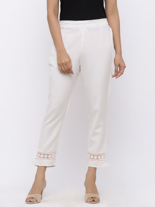 Juniper Women White Rayon Flex Solid Slim Fit Pant/Slim Pant | Swadesiicart