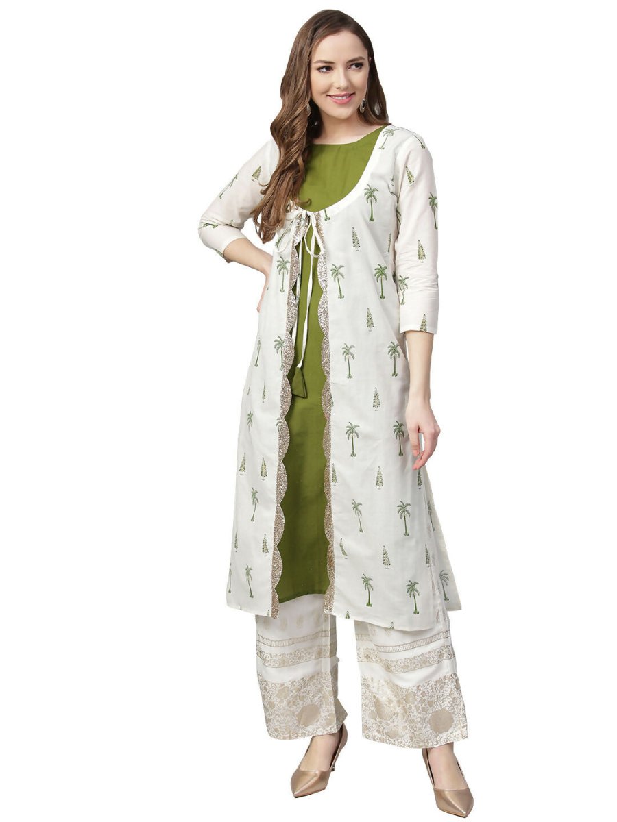Ahalyaa Women's Traditional wear Kurta - Off White | Swadesiicart