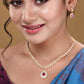 Saraf RS Jewellery Gold-Polished White & Red American Diamond Studded & Beaded Handcrafted Jewellery Set - Swadesiicart