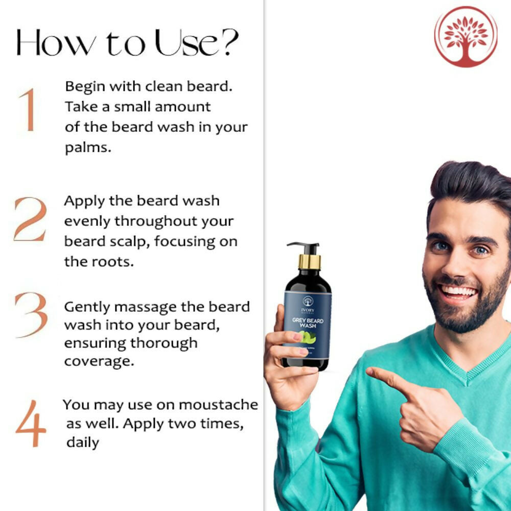 Ivory Natural Grey Beard Wash For Beard Graying And Restoring Beard'S Natural Black Shade | Swadesiicart