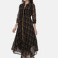 Souchii Women Black Printed A-Line Dress - Swadesiicart